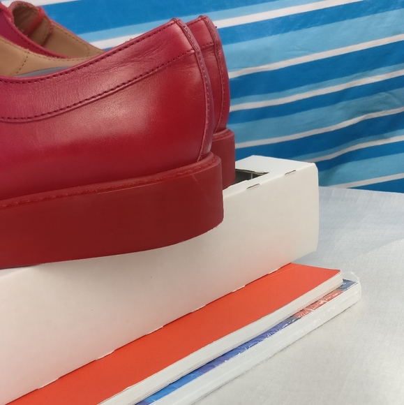780cad Paul Smith AFTON Cherry Red Leather Brogue Oxford Women us7 Made in Italy - Picture 5 of 13
